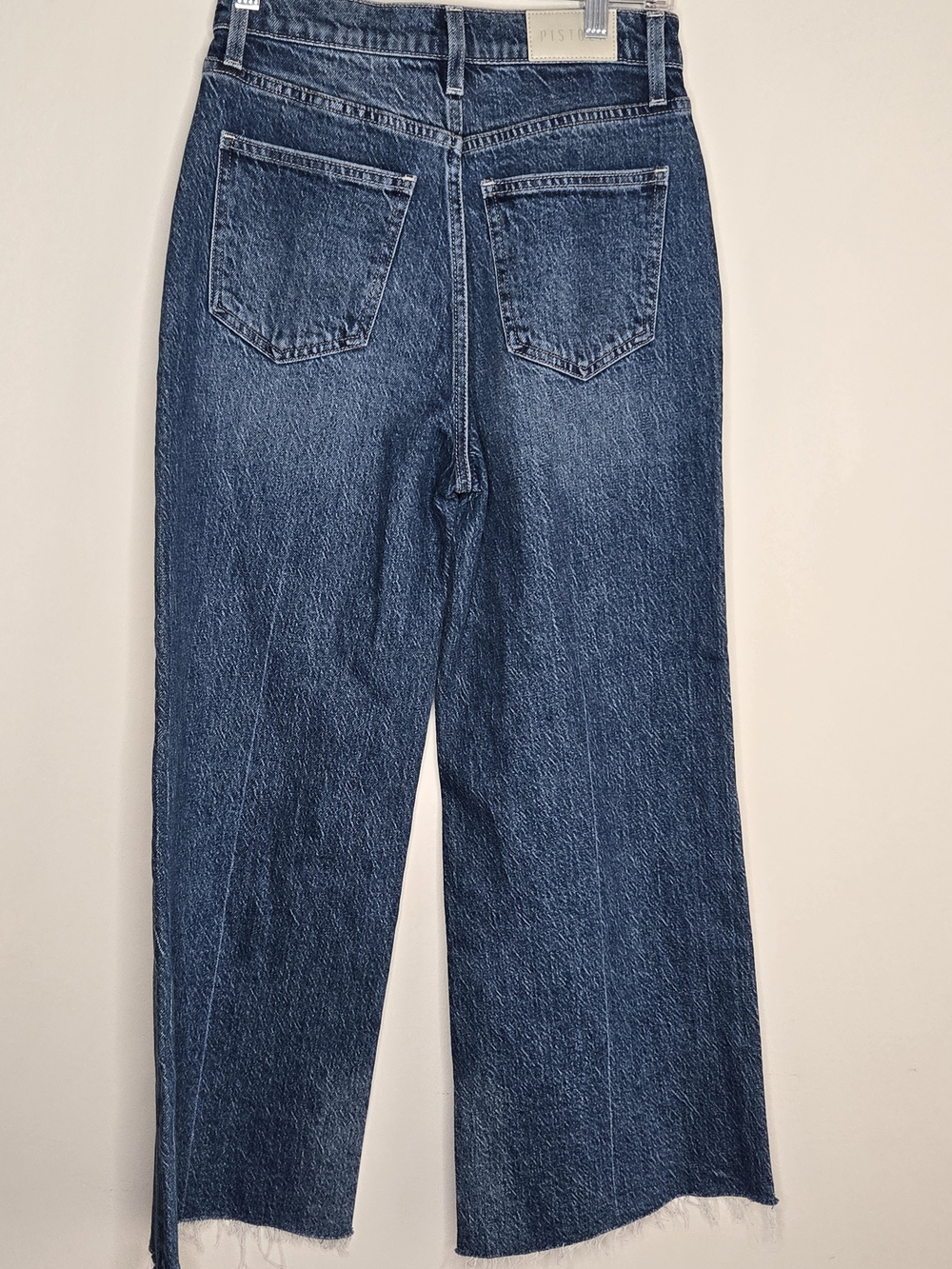 PISTOLA Penny Petite High Rise Wide Leg Jeans Size 25P Crop Raw Hem Medium Wash - Picture 6 of 9